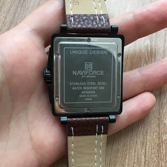 Original NAVIFORCE Men Creative Square Wrist Watch Leather Quartz Sports Watches Male Waterproof Clock Fashion Relogio Masculino