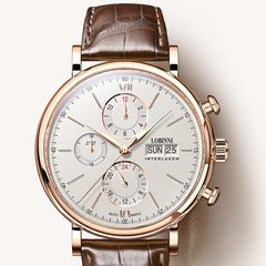 Switzerland LOBINNI Men Watches Luxury Brand Perpetual Calender Auto Mechanical Men's Clock Sapphire Leather relogio L13019-6