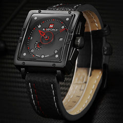Original NAVIFORCE Men Creative Square Wrist Watch Leather Quartz Sports Watches Male Waterproof Clock Fashion Relogio Masculino