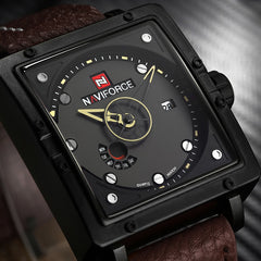 Original NAVIFORCE Men Creative Square Wrist Watch Leather Quartz Sports Watches Male Waterproof Clock Fashion Relogio Masculino