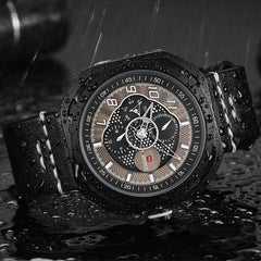 NAVIFORCE Men's Creative Military Sports Watches Leather Waterproof Wristwatch Fashion Quartz Clock Relogio Masculino Male 2019