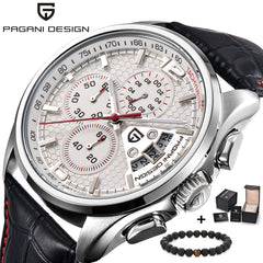 PAGANI DESIGN Mens watches Chronograph outdoor sports waterproof leather strap quartz-watch men student fashion wristwatch male