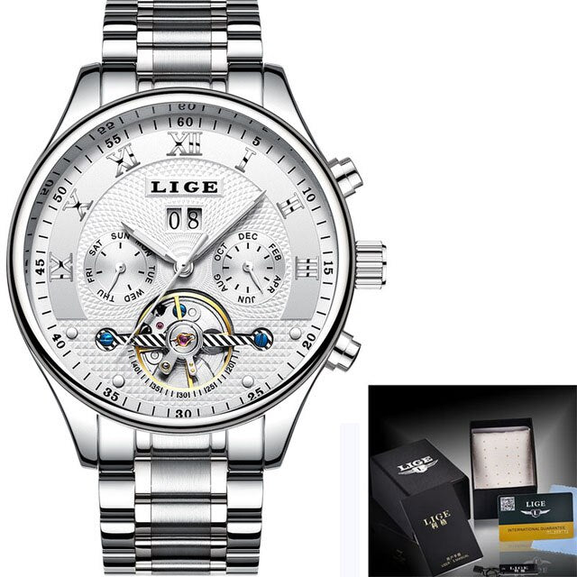 LIGE Watches Men's Automatic Machinery Business Waterproof Clocks Men's Watches Luxury Fashion Casual Watch Relogio Masculino