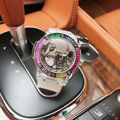 Rubber watchband Hollow-out mechanical watch Wristwatch designer round Dial Lady watch for women