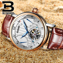Switzerland BINGER Tourbillon Automatic Watch Mens Mechanical Multifunction Watches Top Brand Luxury Sapphire Men Clock Relogio