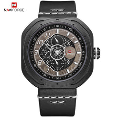 NAVIFORCE Men's Creative Military Sports Watches Leather Waterproof Wristwatch Fashion Quartz Clock Relogio Masculino Male 2019