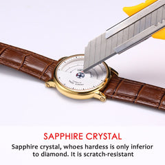 PRINCE GERA Men's Unique Dial Genuine Leather Automatic Mechanical Watch Rose Gold Ultra Thin Men's Waterproof Men's Watch es