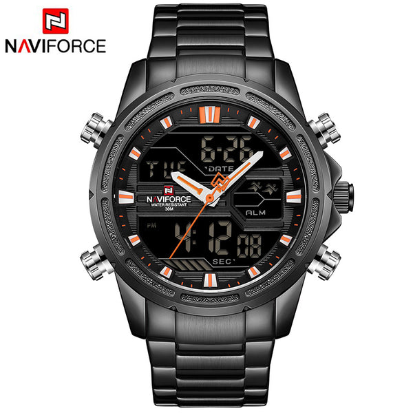 New Watches Men Luxury Top Brand Naviforce LED Men Sports Watches Waterproof Full Steel Quartz Men's Watch Relogio Masculino