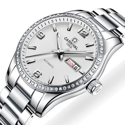 Carnival watch men's mechanical watch automatic movement date stainless steel watch clock