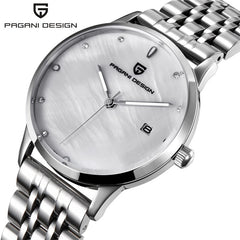 PAGANI DESIGN Brand Lady Fashion Stainless Steel Quartz Watch Women Waterproof shell dial Luxury Dress Watches Relogio Feminino