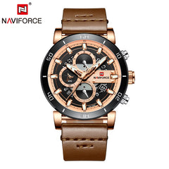 Relogio Masculino NAVIFORCE Men Watch Top Brand Luxury Sport Chronograph Military Army Wristwatch Leather Quartz Male Clock 9131