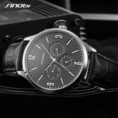 Reloj SINOBI Slim Quartz Wrist Watch Leather Wristband Mens Watches Top Casual Geneva Watch Men Wristwatches relogio masculino