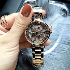 Stainless Steel Rotation Women Rhinestone Watches Fashion Ladies Casual Dress Watch Women Elegant Luxury Quartz Watch Relogios