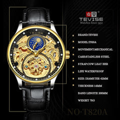 Tevise Automatic Watch Men Mechanical Watches Hollow Skeleton Self-Winding Male Luxury Brand Sport Wrist Watch Relogio Masculino