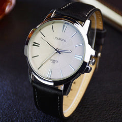 Newest YAZOLE Mens Watches Top Brand Luxury Blue Glass Watch Men Watch Waterproof Leather Roman Men's Watch Male Clock relojes