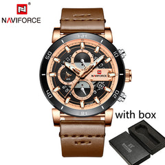 Relogio Masculino NAVIFORCE Men Watch Top Brand Luxury Sport Chronograph Military Army Wristwatch Leather Quartz Male Clock 9131