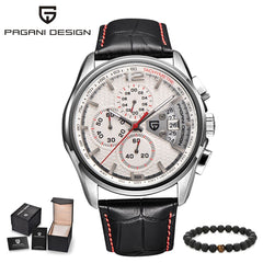PAGANI DESIGN Mens watches Chronograph outdoor sports waterproof leather strap quartz-watch men student fashion wristwatch male