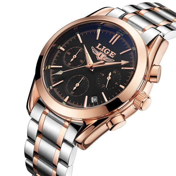 Watches Men LIGE Brand Full Steel Military Watches Men's Quartz Clock Men Business Watch Sport Waterproof WristWatch Man Relojes