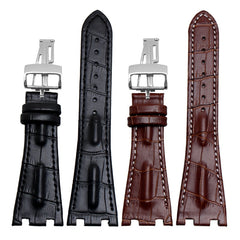 For AP straps 28mm black |blue 100%  Genuine Leather Handmade Watch Band Strap with steel deployment buckle WATCHBAND