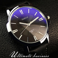 Newest YAZOLE Mens Watches Top Brand Luxury Blue Glass Watch Men Watch Waterproof Leather Roman Men's Watch Male Clock relojes
