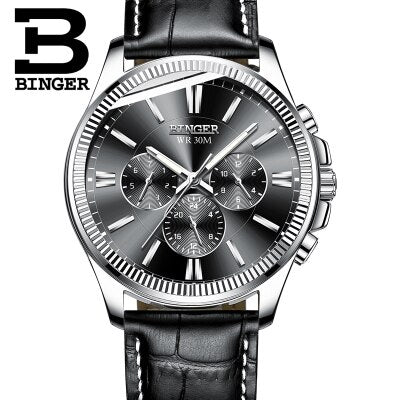 2019 Genuine Luxury BINGER Brand Men watch Self-wind waterproof full steel automatic mechanical male week month display fashion