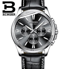2019 Genuine Luxury BINGER Brand Men watch Self-wind waterproof full steel automatic mechanical male week month display fashion