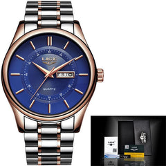 LIGE Men Watch 30m Waterproof Mens Watches Top Brand Luxury Steel Watch Chronograph Male Clock Casual sport relojes hombre
