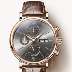 Switzerland LOBINNI Men Watches Luxury Brand Perpetual Calender Auto Mechanical Men's Clock Sapphire Leather relogio L13019-6