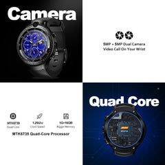 New Zeblaze THOR 4 Dual 4G SmartWatch 5.0MP+5.0MP Dual Camera Android Watch 1.4" AOMLED Display GPS/GLONASS 16GB Smart Watch Men