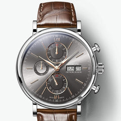 Switzerland LOBINNI Men Watches Luxury Brand Perpetual Calender Auto Mechanical Men's Clock Sapphire Leather relogio L13019-6