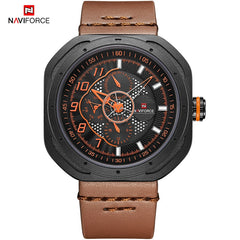 NAVIFORCE Men's Creative Military Sports Watches Leather Waterproof Wristwatch Fashion Quartz Clock Relogio Masculino Male 2019
