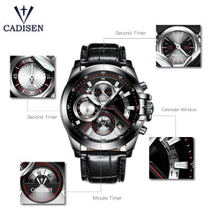 CADISEN 2019 Watch Men Top Brand Luxury Military Army Sports Casual Waterproof Mens Watches Quartz Stainless Steel Wristwatch