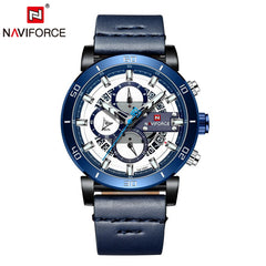 Relogio Masculino NAVIFORCE Men Watch Top Brand Luxury Sport Chronograph Military Army Wristwatch Leather Quartz Male Clock 9131