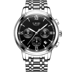 LIGE Watches Men Luxury Brand Fashion Business Quartz Man watch Six Pin Sport Waterproof Clock watch men Full Steel Wristwatches
