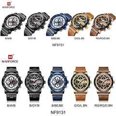 Relogio Masculino NAVIFORCE Men Watch Top Brand Luxury Sport Chronograph Military Army Wristwatch Leather Quartz Male Clock 9131