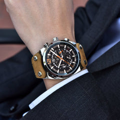 BENYAR Big Dial Sport Watch Men Waterproof Outdoor Military Chronograph Quartz Leather Watch Army Male Clock Relogio Masculino