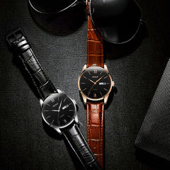 AESOP Mens Watches Top Brand Luxury Automatic Mechanical Multi-functional  Calendar waterproof Watch Brown Genuine Leather Colck