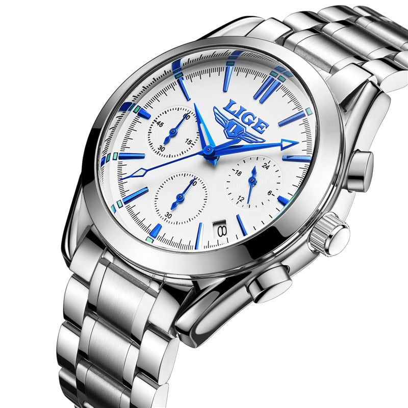 Watches Men LIGE Brand Full Steel Military Watches Men's Quartz Clock Men Business Watch Sport Waterproof WristWatch Man Relojes