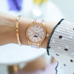 Bestdon Diamond Women Watches Top Brand Luxury Fashion Moon Phase Quartz Wrist Watch Ceramic Waterproof Clock Dropshipping 2019