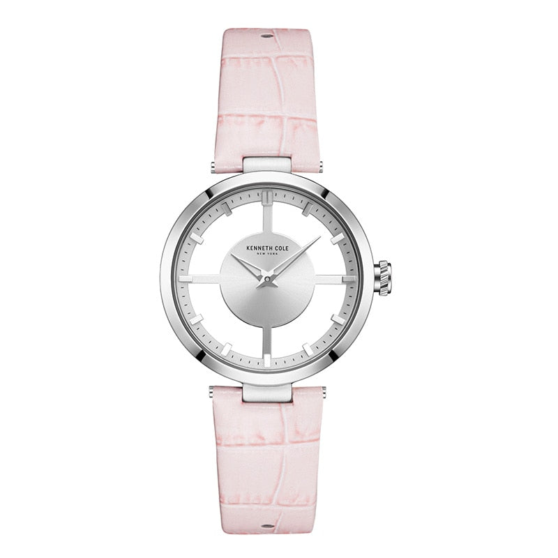 Kenneth Cole Womens Watches See-through Leather Buckle Quartz Blue Waterproof Original Luxury Brand Watches For Women KC2643