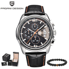 PAGANI DESIGN Mens watches Chronograph outdoor sports waterproof leather strap quartz-watch men student fashion wristwatch male