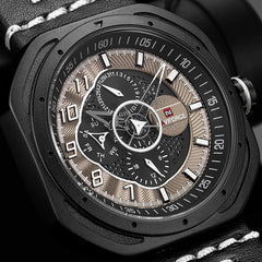 NAVIFORCE Men's Creative Military Sports Watches Leather Waterproof Wristwatch Fashion Quartz Clock Relogio Masculino Male 2019