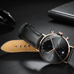 Mens Waterproof Watches Leather Strap Slim Quartz Casual Business Mens Wrist Watch Top Brand Belushi 537 Male Clock 2019 Fashion