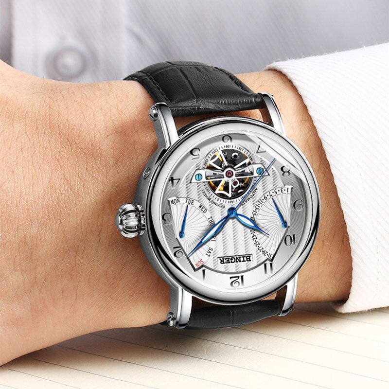 Switzerland BINGER Tourbillon Automatic Watch Mens Mechanical Multifunction Watches Top Brand Luxury Sapphire Men Clock Relogio
