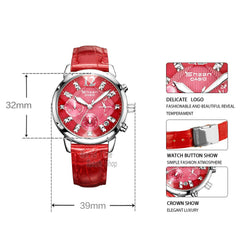 Casio watch Swarovski Crystal  women watches top brand luxury set Quartz ladies Chronograph Waterproof watch women reloj mujer