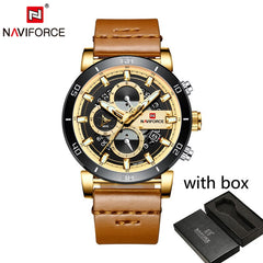 Relogio Masculino NAVIFORCE Men Watch Top Brand Luxury Sport Chronograph Military Army Wristwatch Leather Quartz Male Clock 9131