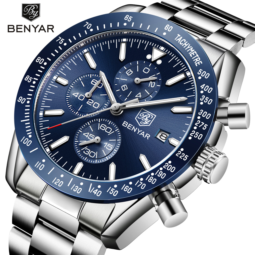 Men Watch BENYAR Top Brand Luxury Full Steel Business Quartz Watch Men Casual Waterproof Sports Watches Clock Relogio Masculino