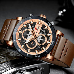 Relogio Masculino NAVIFORCE Men Watch Top Brand Luxury Sport Chronograph Military Army Wristwatch Leather Quartz Male Clock 9131