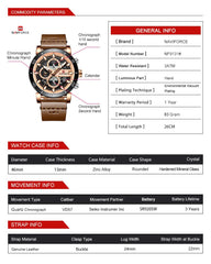 Relogio Masculino NAVIFORCE Men Watch Top Brand Luxury Sport Chronograph Military Army Wristwatch Leather Quartz Male Clock 9131