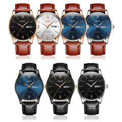 AESOP Mens Watches Top Brand Luxury Automatic Mechanical Multi-functional  Calendar waterproof Watch Brown Genuine Leather Colck